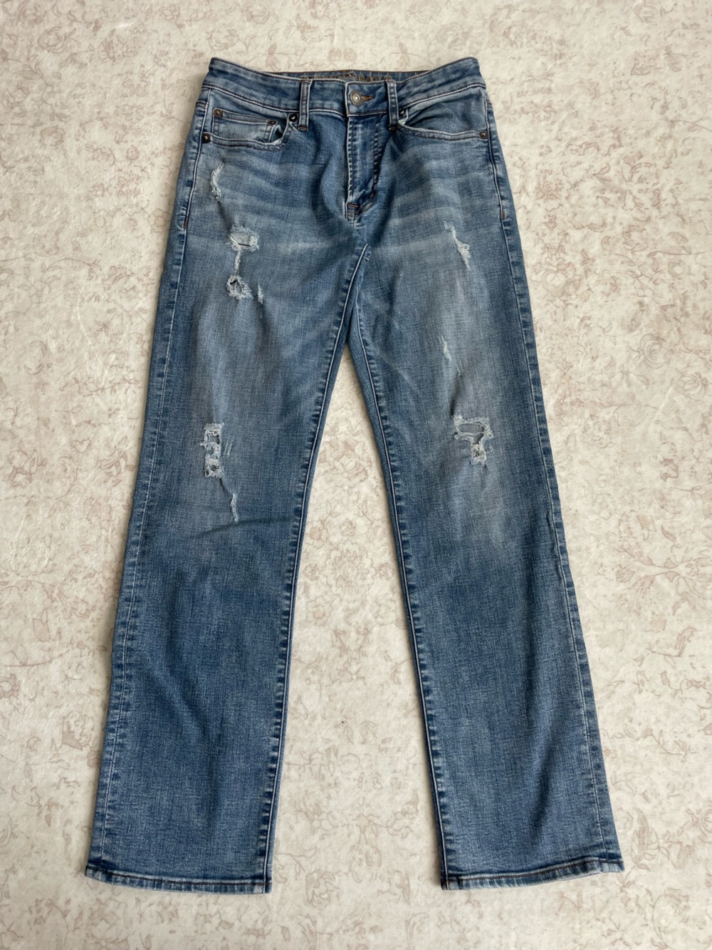 American Eagle Outfitters Men's Exteme Flex Distressed Blue Straight Jeans